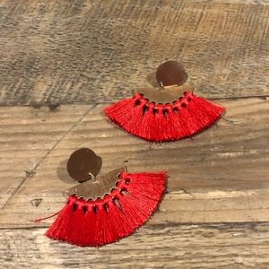 Red Fringe Earrings
